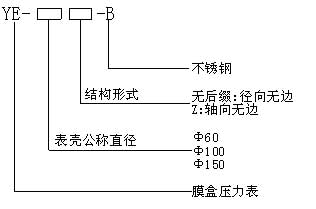 膜盒壓力表型號(hào)命名