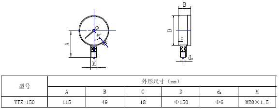 遠(yuǎn)傳壓力表外形尺寸